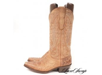 $500 OLD GRINGO MADE IN MEXICO DISTRESSED BROWN LEATHER EMBROIDERED WOMENS COWBOY BOOTS 6.5