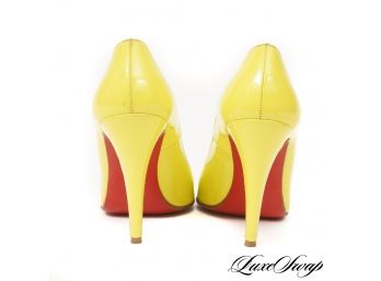 AUTHENTIC AND STUNNING! CHRISTIAN LOUBOUTIN DAY-GLO HIGHLIGHTER YELLOW STILETTO PUMPS 37.5
