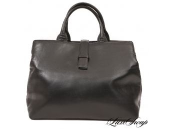 BUTTER SOFT : OTTINO MADE IN ITALY BLACK NAPPA LEATHER DOUBLE HANDLE TOTE BAG