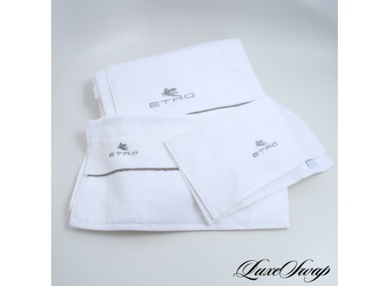 BRAND NEW WITHOUT TAGS LOT X3 ETRO MILANO HOME COLLECTION PLUSH WHITE TOWELS INCL. LARGE BATH #3