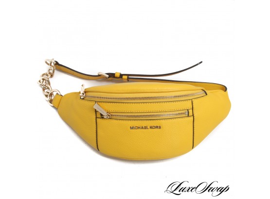 VERY COOL BRAND NEW WITHOUT TAGS AUTHENTIC MICHAEL KORS LEMON YELLOW GRAINED LEATHER FANNY PACK