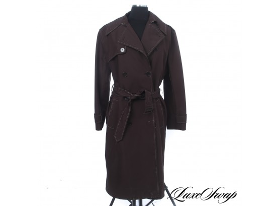 YOU'LL GET DOUBLE LOOKS GUARANTEED : RALPH LAUREN BLACK LABEL BROWN MICROFIBER TOPSTITCHED BELTED SPY COAT 14