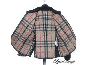 THE ONE EVERYONE WANTS : AUTHENTIC BURBERRY BLACK QUILTED FULL TARTAN LINED STROLLER COAT WOMENS XXL