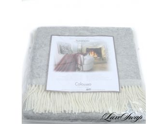 NIB LANEROSSI COLOSSEO MARZOTTO HOME HEATHER GREY MARLED CASHMERE BLEND 130X170 THROW BLANKET