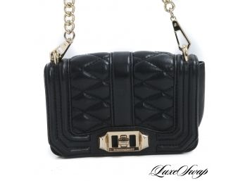 YOU KNOW WHAT THEYRE GONNA THINK : REBECCA MINKOFF BLACK NAPPA LEATHER QUILTED GOLD CHAIN BOYBAG BAG
