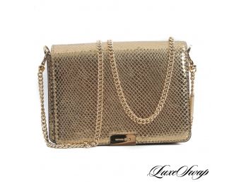 BRAND NEW WITHOUT TAGS AUTHENTIC MICHAEL KORS GOLD METALLIC SNAKESKIN PRINT CROSSBODY FLAP BAG