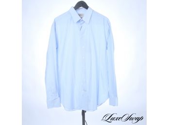 ZOOM SHIRT ON POINT GUYS : NWT $350 ARMANI COLLECTION BLUE WHITE MICROSTRIPE DRESS SHIRT 17.5