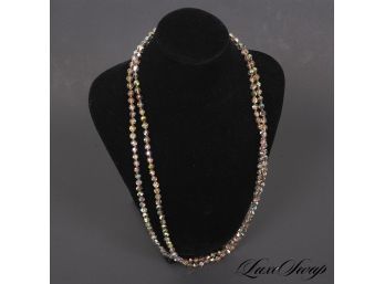 OUTSTANDING CHAN LUU .925 STERLING SILVER AND RAINBOW PRISMATIC CRYSTAL BEADS LONG NECKLACE