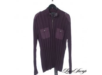 WORK FROM HOME LUCE : INC INTERNATIONAL CONCEPTS MAROON WIDE RIBBED 12 ZIP ROADSTER SWEATER