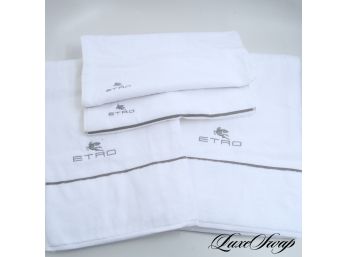 BRAND NEW WITHOUT TAGS LOT X4 ETRO MILANO HOME COLLECTION PLUSH WHITE TOWELS INCL. 2 LARGE BATH #5
