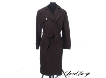 YOU'LL GET DOUBLE LOOKS GUARANTEED : RALPH LAUREN BLACK LABEL BROWN MICROFIBER TOPSTITCHED BELTED SPY COAT 14