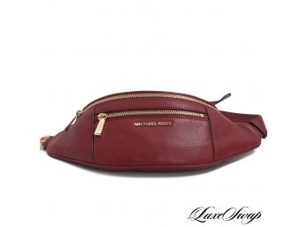 VERY COOL BRAND NEW WITHOUT TAGS AUTHENTIC MICHAEL KORS CRANBERRY GRAINED LEATHER FANNY PACK
