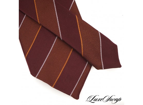BRAND NEW WITH TAGS $105 GIANFRANCO FERRE MADE IN ITALY MAROON BLOCK STRIPE MENS SILK TIE