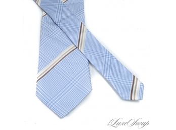 THE ONE EVERYONE WANTS : AUTHENTIC BURBERRY MADE IN ITALY LIKE NEW TOPAZ BLUE PLAID CHECK MENS SILK TIE