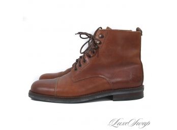 PERFECT WITH JEANS : AUTHENTIC COACH MADE IN ITALY CARAMEL LEATHER CAP TOE SPEEDHOOK BOOTS 8.5