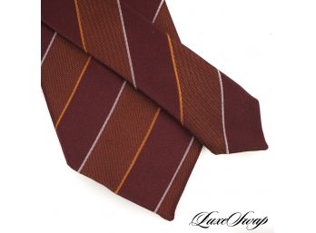 BRAND NEW WITH TAGS $105 GIANFRANCO FERRE MADE IN ITALY MAROON BLOCK STRIPE MENS SILK TIE