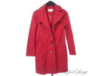 THE RED COATS ARE COMING! THE RED COATS ARE COMING! AUTHENTIC MICHAEL KORS RUBY RED MICROFIBER HOODED COAT XS