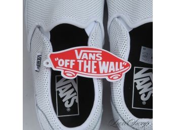 BRAND NEW WITH TAGS VANS OFF THE WALL WHITE PERFORATED LEATHER SKATE SNEAKERS 6.5