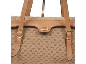 BUT THE CONDITION THOUGH! AUTHENTIC GUCCI MADE IN ITALY BROWN AFRICAN MONOGRAM CANVAS FLAP BAG - MINT!