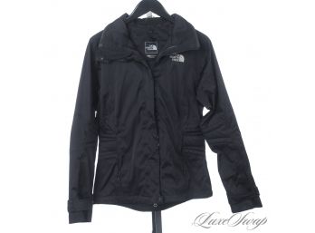 ITS RAINING OUT - GO TO GRAB! THE NORTH FACE BLACK T209 MICROFIBER HYVENT HOODED STORM COAT WOMENS M