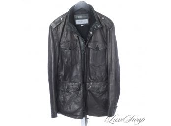 YOULL GET COMPLIMENTS : ANDREW MARC MENS ANTHRACITE LEATHER 4 POCKET FIELD COAT S