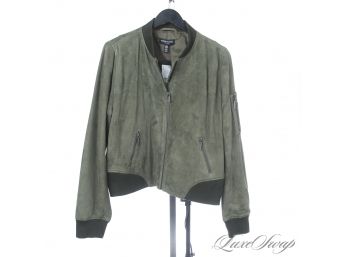BRAND NEW WITH BLOOMINGDALES TAGS $350 KENNETH COLE MOSS GREEN SUEDE WOMENS BLOUSON COAT XL