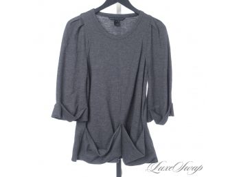 ADORBS MARC JACOBS 100 WOOL CHARCOAL GREY OVERSIZED POCKET CREWNECK SWEATER S