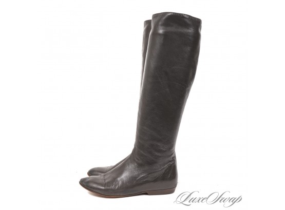 THE FULL BOHO VIBE : VINTAGE 1990S DONNA KARAN BLACK LABEL MADE IN ITALY BUTTER SOFT BROWN COSSACK BOOTS 7.5