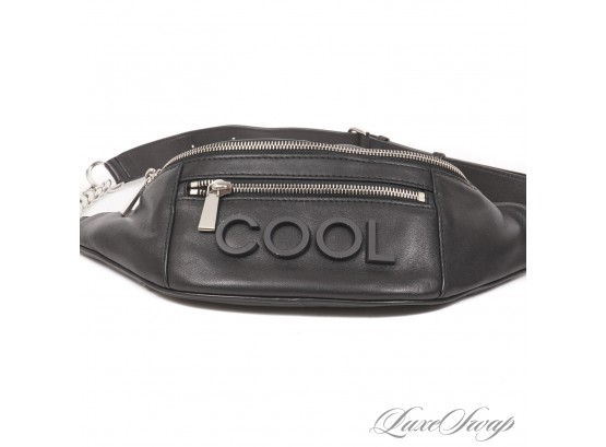 BRAND NEW AND UNUSED AUTHENTIC MICHAEL KORS BLACK NAPPA LEATHER FANNY PACK WITH 'COOL'