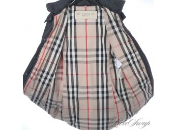 THE ONE EVERYONE WANTS : AUTHENTIC BURBERRY BLACK QUILTED GOOSE DOWN FILLED TARTAN LINED HOODED LONG COAT XS