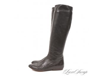 THE FULL BOHO VIBE : VINTAGE 1990S DONNA KARAN BLACK LABEL MADE IN ITALY BUTTER SOFT BROWN COSSACK BOOTS 7.5