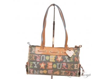 AUTHENTIC AND ICONIC DOONEY & BOURKE FUN GRAFFITI COATED CANVAS DOUBLE STRAP TOTE BAG