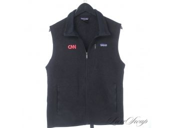 WHOS GOT THE CRUSH ON CHRIS CUOMO? PATAGONIA CUSTOMIZED FOR CNN GREY KNIT FLEECE LINED WINDCHEATER VEST M