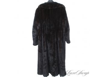THIS IS A REALLY GOOD ONE : GAINSBOROUGH GENUINE MINK FUR LONG MAHOGANY DUSTER COAT - SOFT AND SUPPLE