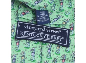 LIMITED EDITION VINEYARD VINES FOR THE KENTUCKY DERBY GREEN SEAHORSE PRINT SILK MENS TIE