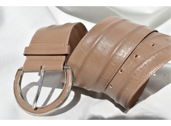 AUTHENTIC VINTAGE CHRISTIAN DIOR TAUPE LEATHER WAIST BELT