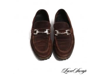 AUTHENTIC GUCCI BROWN SUEDE HORSEBIT MENS LOAFERS