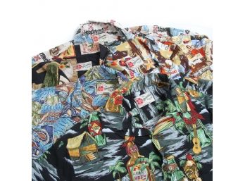 GUYS ARE YOU READY FOR THE TIKI BAR? LOT OF 5 HILO HATTIE MADE IN HAWAII ALLOVER ALOHA PRINT CAMP SHIRTS M
