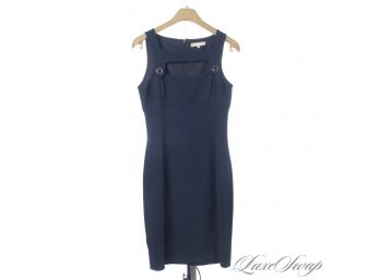 VERY EXPENSIVE AND LIKE NEW MICHAEL KORS COLLECTION MADE IN ITALY NAVY CREPE BUTTONOVER DRESS WHANGER 8