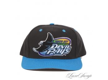 DEADSTOCK VINTAGE NEW WITHOUT TAGS 1990S LOGO 7 MLB OFFICIAL TAMPA BAY DEVIL RAYS SNAPBACK HAT