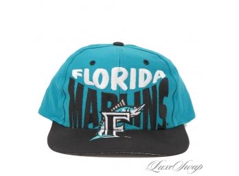 DEADSTOCK VINTAGE NEW WITHOUT TAGS 1990S MLB OFFICIAL FLORIDA MARLINS TEAL SNAPBACK HAT #2