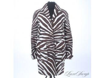 TALK ABOUT EXPENSIVE : BRAND NEW AND UNUSED MICHAEL KORS BROWN/WHITE ZEBRA PRINT SAFARI COCCOON COAT