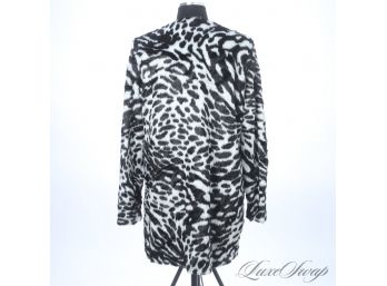 TALK ABOUT EXPENSIVE : BRAND NEW AND UNUSED MICHAEL KORS B/W FAUX FUR ANIMAL PRINT UNSTRUCTURED COAT XL