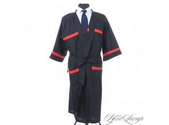 REMEMBER THAT SCENE IN BOOGIE NIGHTS? AUTHENTIC VINTAGE CHRISTIAN DIOR MENS BLACK RED PIPED MONOGRAM LOGO ROBE