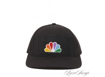 DEADSTOCK VINTAGE NEW WITHOUT TAGS 1990S NBC SPORTS BLACK LARGE BLOCK LOGO AMERICAN NEEDLE MADE IN USA CAP HAT