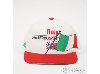 NEAR DEADSTOCK VINTAGE LIKE NEW WITHOUT TAGS 1990S 1994 ITALIA TRIBUTE TO WORLD SOCCER MADE IN USA HAT #1
