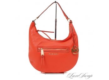 BRAND NEW WITHOUT TAGS MICHAEL KORS CORAL SOFT GRAINED LEATHER FRONT POCKET HOBO BAG