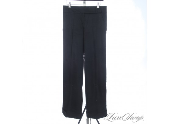 MAXIMUM DRAMA : AUTHENTIC VALENTINO MADE IN ITALY BLACK STRETCH FLANNEL WIDELEG CUFFED PANTS 8