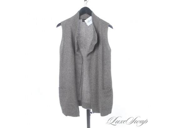 SO INCREDIBLY SOFT - PAUW AMSTERDAM 100 CASHMERE GRANITE BUTTONLESS SWING VEST CARDIGAN 3