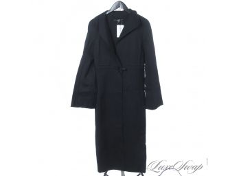 RICICULOUSLY NICE : LIKE NEW GIANFRANCO FERRE UNLINED UNSTRUCTURED BLACK FLANNEL LONG COAT 44